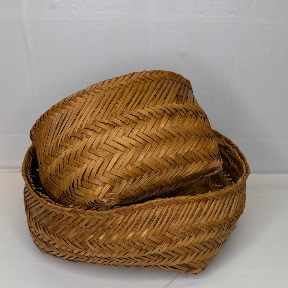 Source Unknown Brown Woven Basket Set of 2
